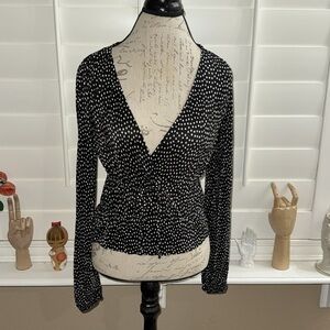 Zara Pleated Polka Dot Top